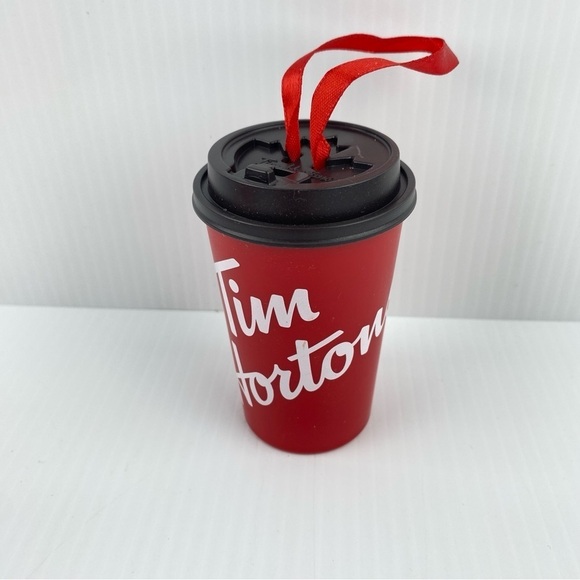 Tim Hortons 2019 Tree Ornament Red and Brown Take Out Cup 3 inches NEW - Picture 2 of 6